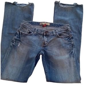 Bke Womens Jeans 29x33.5 Star Flare Distressed Hems Low Rise Stretch